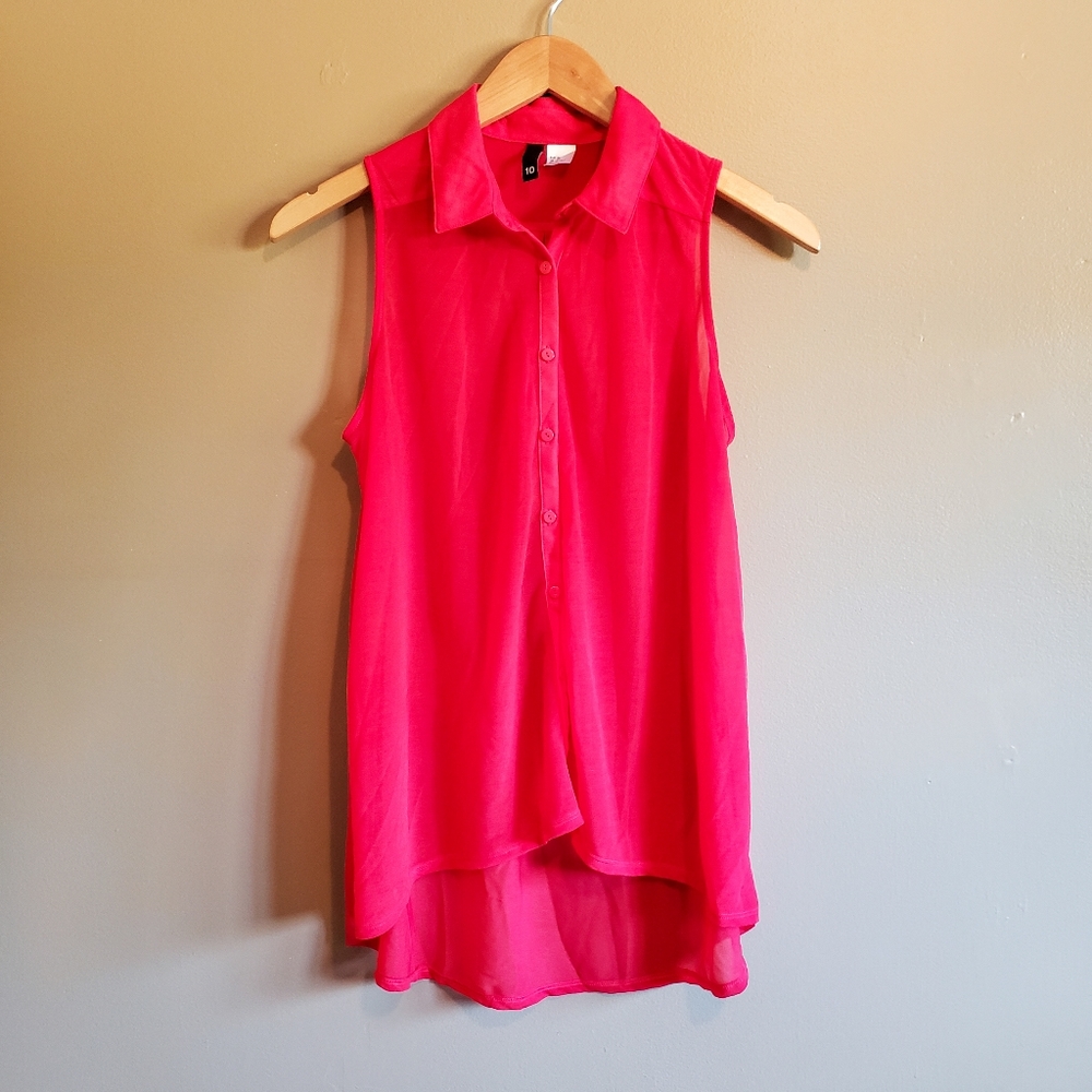 H&M WOMEN'S SLEEVELESS BLOUSE RED